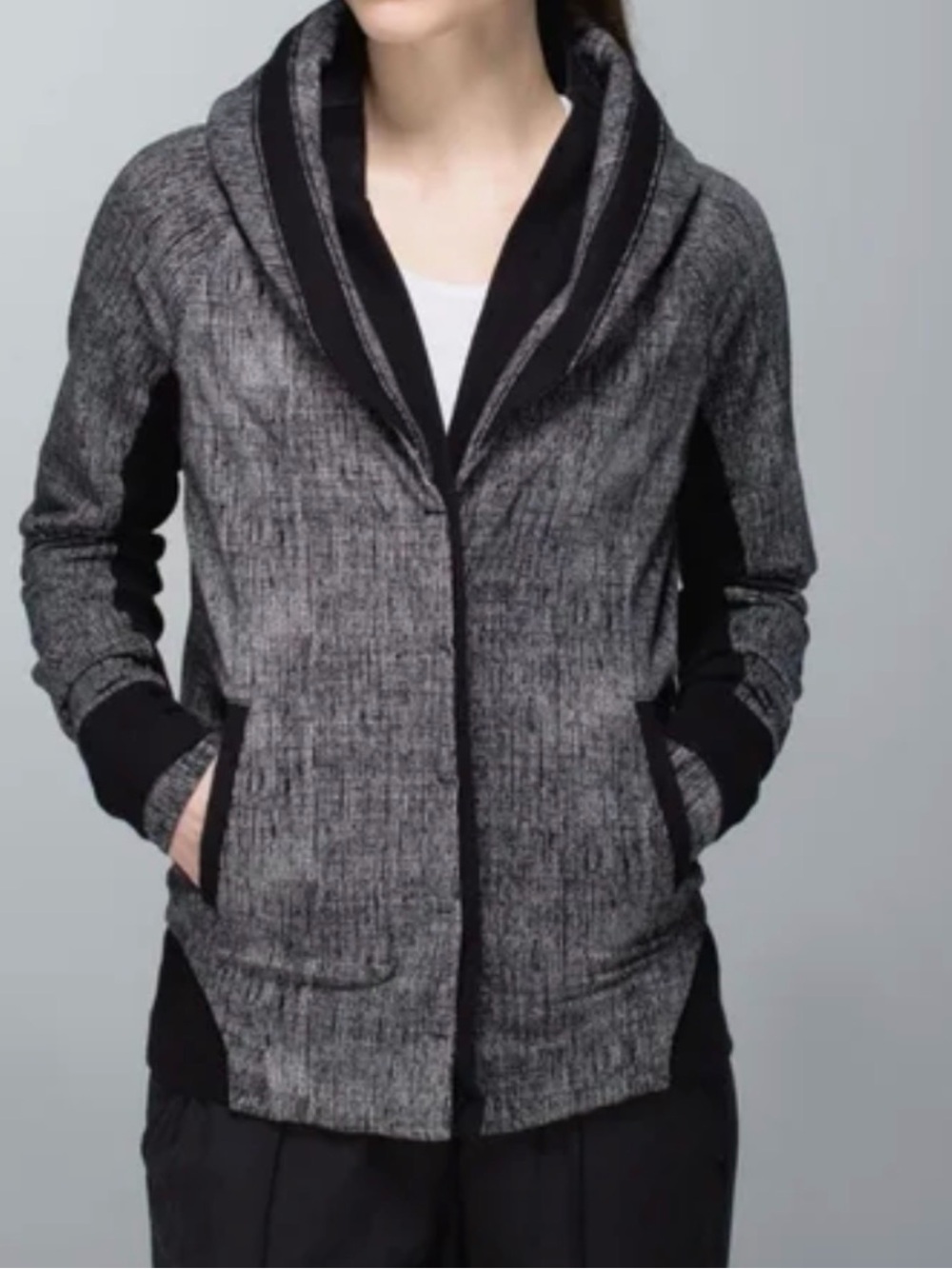 Lululemon To Class Jacket Burlap Texture Black Dune/Black Button Front Size 2